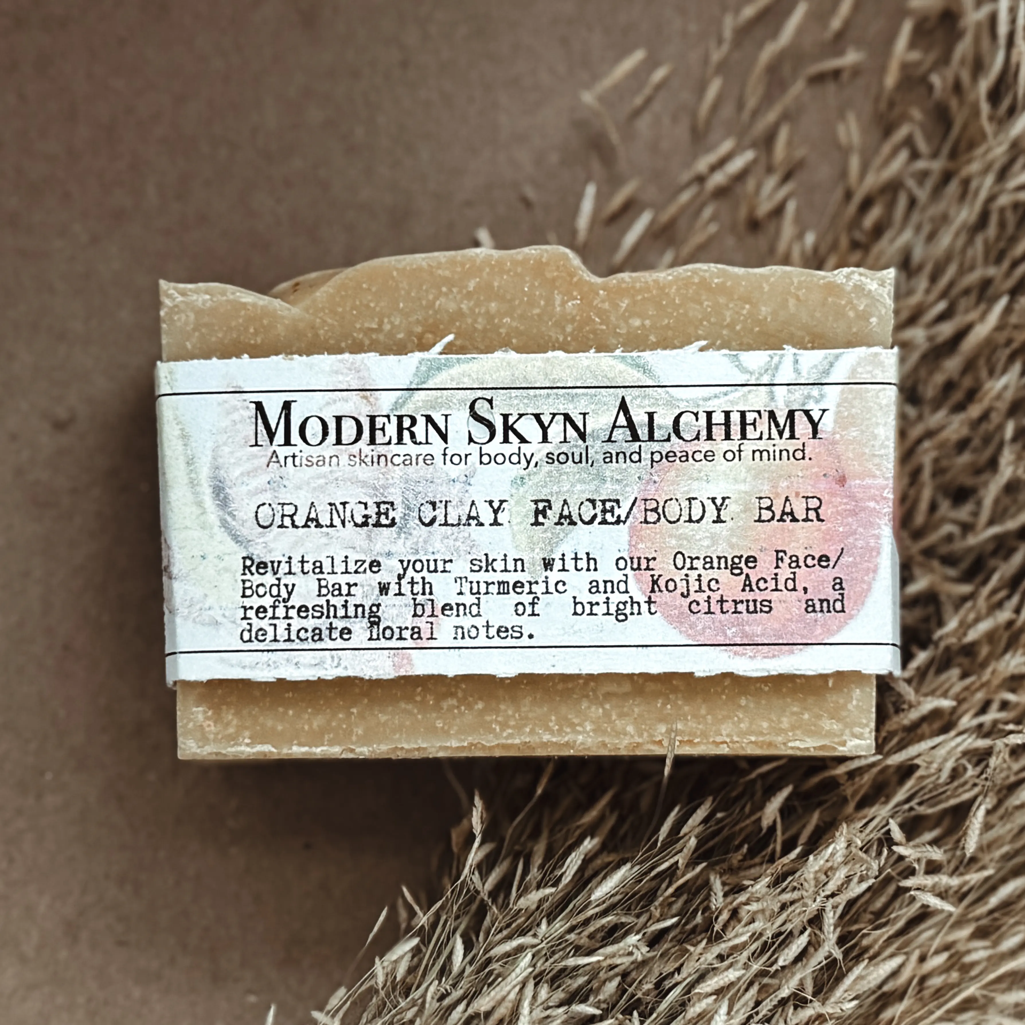 Orange Clay Face and Body Bar with Turmeric and Kojic Acid