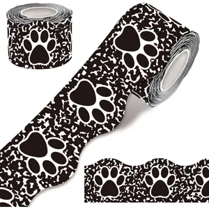 100 Feet Bulletin Board Borders-Black and White Composition Scalloped Border Trims-Classroom Borders Decoration for Walls, Desks, Windows, Lockers, Schools, Classrooms, Homeschool & Offices(Black)