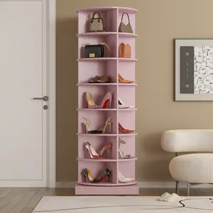 new 360 pink rotating shoe cabinet with 7 layers can accommodate up to 28 Paris shoes Footwear Organization Organiser Racks