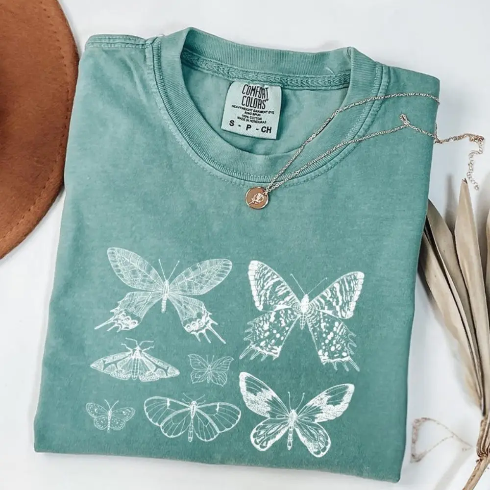 Comfort Colors Vintage Butterfly TShirt Cottagecore T-Shirt Butterfly Lover TShirt Moth T-Shirt Cottagecore Aesthetic Tee TShirt For Women