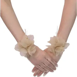 Tulle Short Gloves Floral  Party Gloves for Women Wedding Accessories