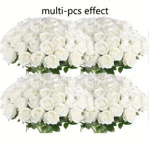 50 exquisite artificial roses with stems, realistic-looking fake roses, suitable for DIY wedding bouquet centerpieces, flower arrangement, floral art decoration, and bridal party home decoration