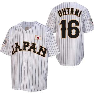 【TikTokShopBlackFriday】Men's Striped Baseball Jersey 16# Stitched Japan Baseball Jerseys White Black Pinstriped Shirts, V-Neck, Striped, Button-Up, Breathable Polyester, Machine Washable - For Baseball Fans & Sports Enthusiasts - Perfect for Team Games