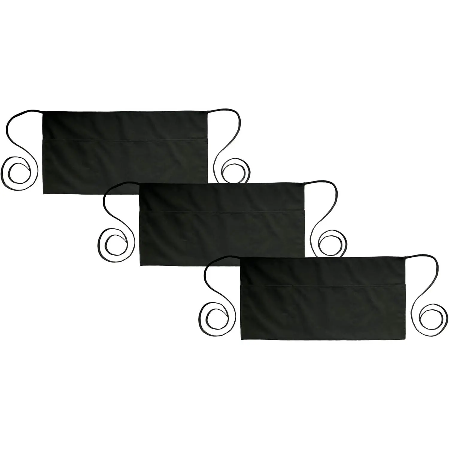 Server Apron with 3 Pockets, 3 Pack Short  Apron for Waitress Waiter, Restaurant Servers, Bartenders, Hosts (24"L x 12"W) Black