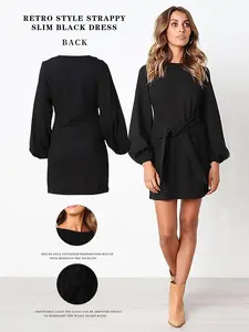 Elegant Women's Long Sleeve Off-Shoulder Chic Dress, Unique Fashion Design, Polyester, Perfect for Summer & Fall, Fitted