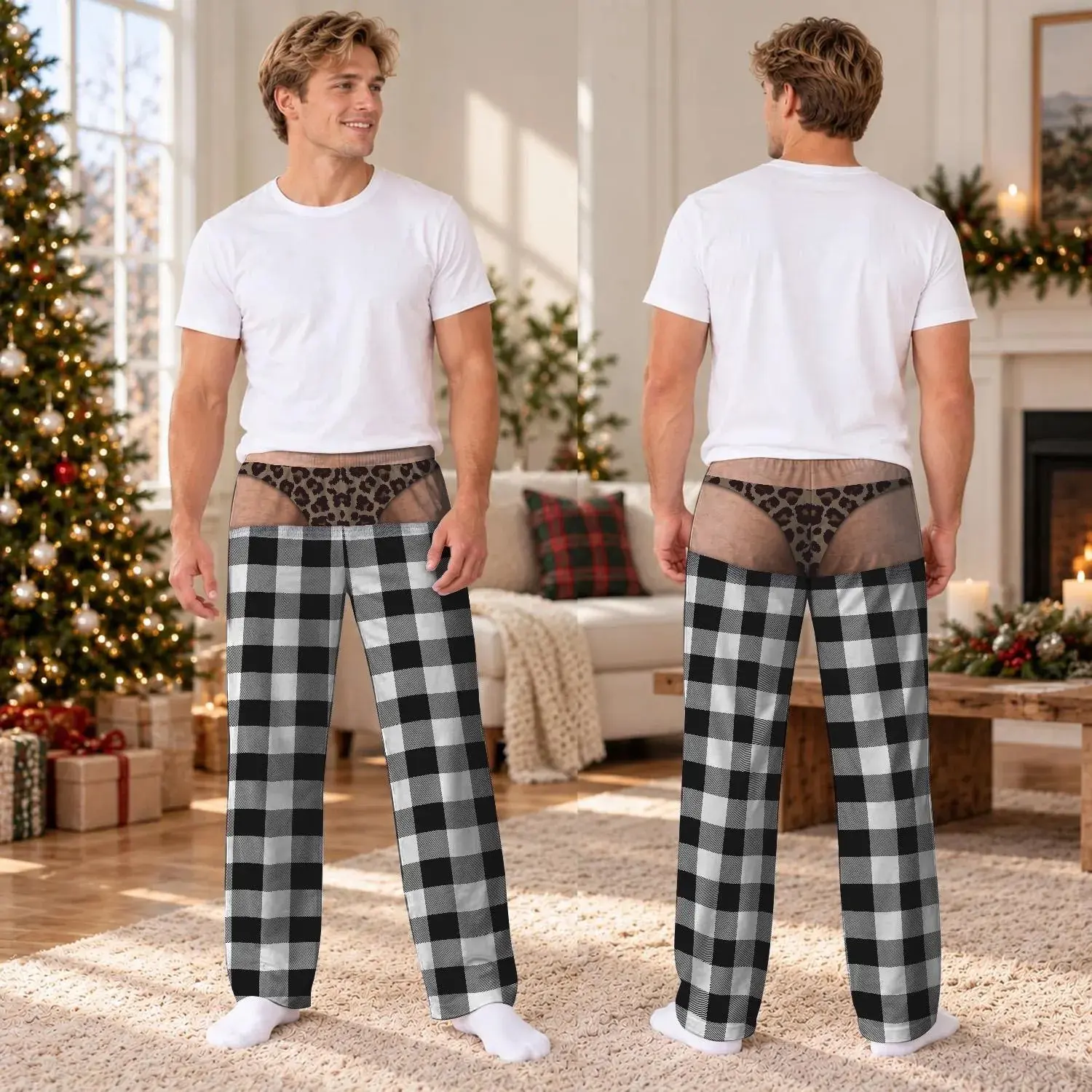 Funny Christmas Plaid Pants  Pants, Men's Joke Loungewear, Secret Santa Gag Gift