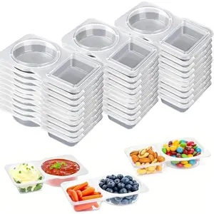30 Count 2 Compartment Plastic Snack Containers with  Leakproof Double Layer Condiment Pack for Meal Prep Portion Control -the-Go School Travel