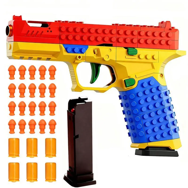 Tactical DIY Building Block Vibrant Color 1911 Model Toy Gun Set - Multiplayer Strategy Collaborative Toy Shooting Game for Outdoor Team Activities & Festival Gift Essential Tactical Softair Gun with Ejection Feature