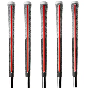 Golf Club Grip Set - 5-Pack Textured Red & Gray Grips for Enhanced Control, Comfort (Sports & Outdoor Golf Club Parts Accessory)