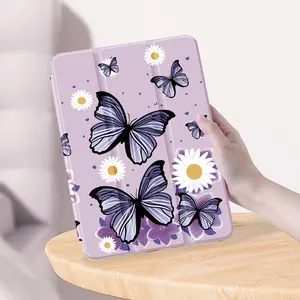 Butterfly Pattern Tablet Case, Tablet Protective Cover with Pen Slot, Tablet Protector for iPad 7/8/9th 10.2-inch, Compatible with Samsung /Huawei/ Lenovo Tab/ Mi