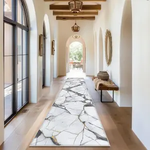 Marble Pattern Kitchen Runner Rug, 1 Count Non-slip Soft Floor Mat, Decorative Carpet for Home Kitchen Living Room Bedroom Study Room, Boho Area Rug