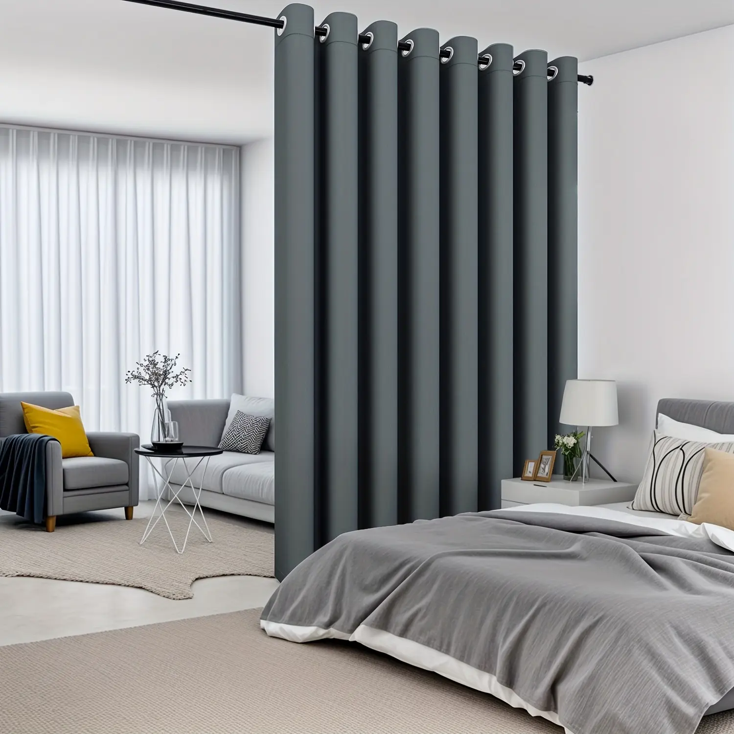 1PC Polyester Blackout Curtain - Grommet Curtains, Blackout Window Cover, 100% UV Protection, Privacy Focus Shade, Top Grommet Hanging for Living Room, Bedroom