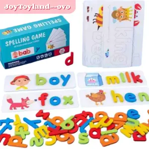 See and Spell Learning Toy with Storage Bag | 52 Pcs Wooden Letters & 28 Dotted Line Tracing Cards | Montessori Spelling Matching Game for Toddlers