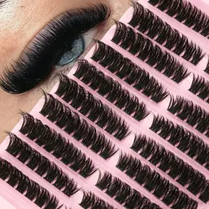 160Count D-Curl Voluminous DIY False Eyelash Clusters, Volume Cluster Lashes, 10-16mm Mixed Natural Eyelash Extensions, Dense And Lengthening Lash Clusters, Curled Single Lashes, Fine And Long Lashes, Suitable For Beginners To Use At Home