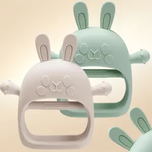 Baby Teething Toys for 3–24 Months, Easter Bunny Silicone Teether & Teething Mitten, BPA-Free Food-Grade Teething Relief, Ideal Gift for 1 Year Old Boys