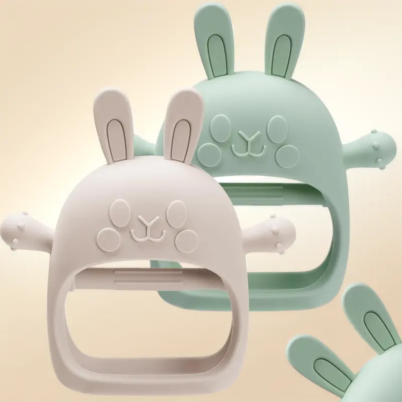 Baby Silicone Teething Set for 3-24 Months Infants - Bunny Shape Teether & Mitten, BPA-Free Food-Grade Teething Relief, Gum Soothing, Ideal Gift for 1 Year Old Boys
