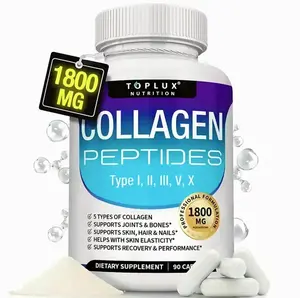 1800 mg Collagen Peptides 5 Complex HealthBeauty Fitness Dietary Supplement 90 Capsules Bottled in USA Edible Healthcare Colagen