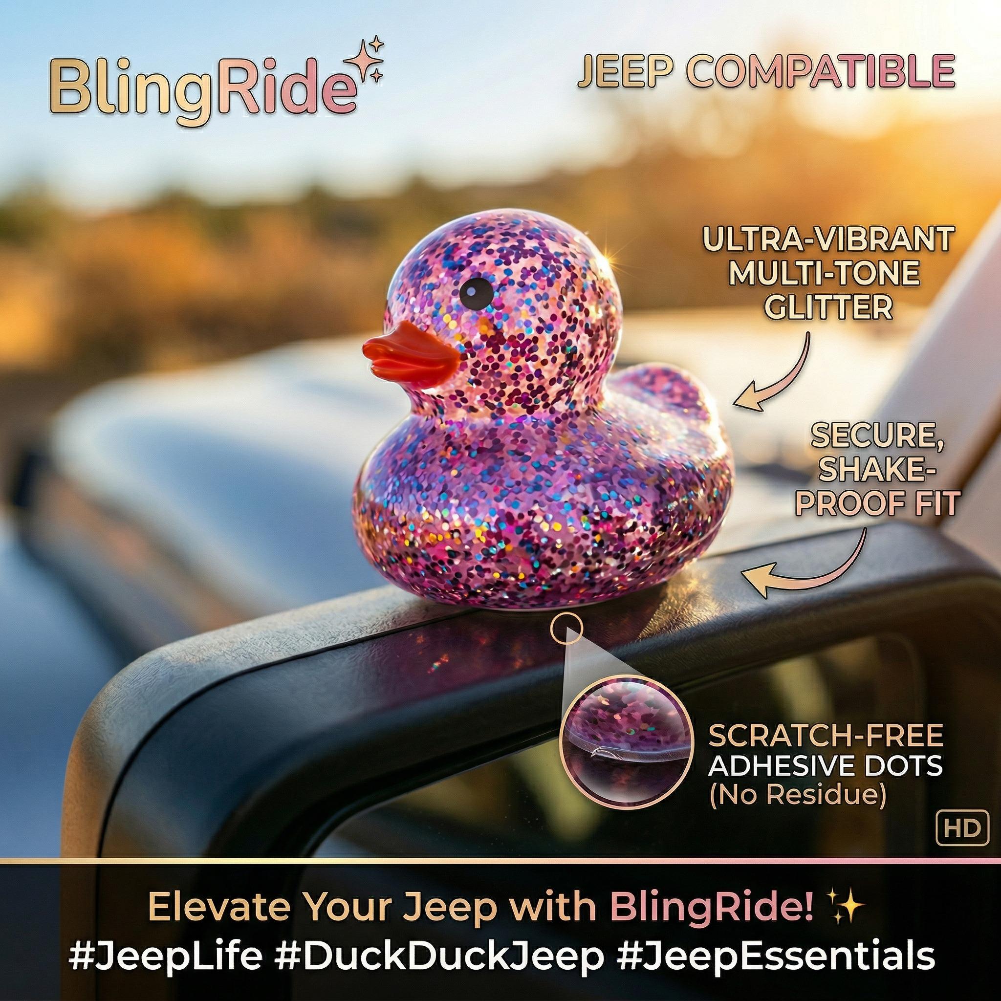 BlingRide 20 PACK Glitter Rubber Ducks for Jeep Ducking, 6.5cm Soft PVC No Scratch, Includes Ducking Cards & Adhesive Dots, Jeep Accessories for Wrangler/Gladiator, TikTok Hot