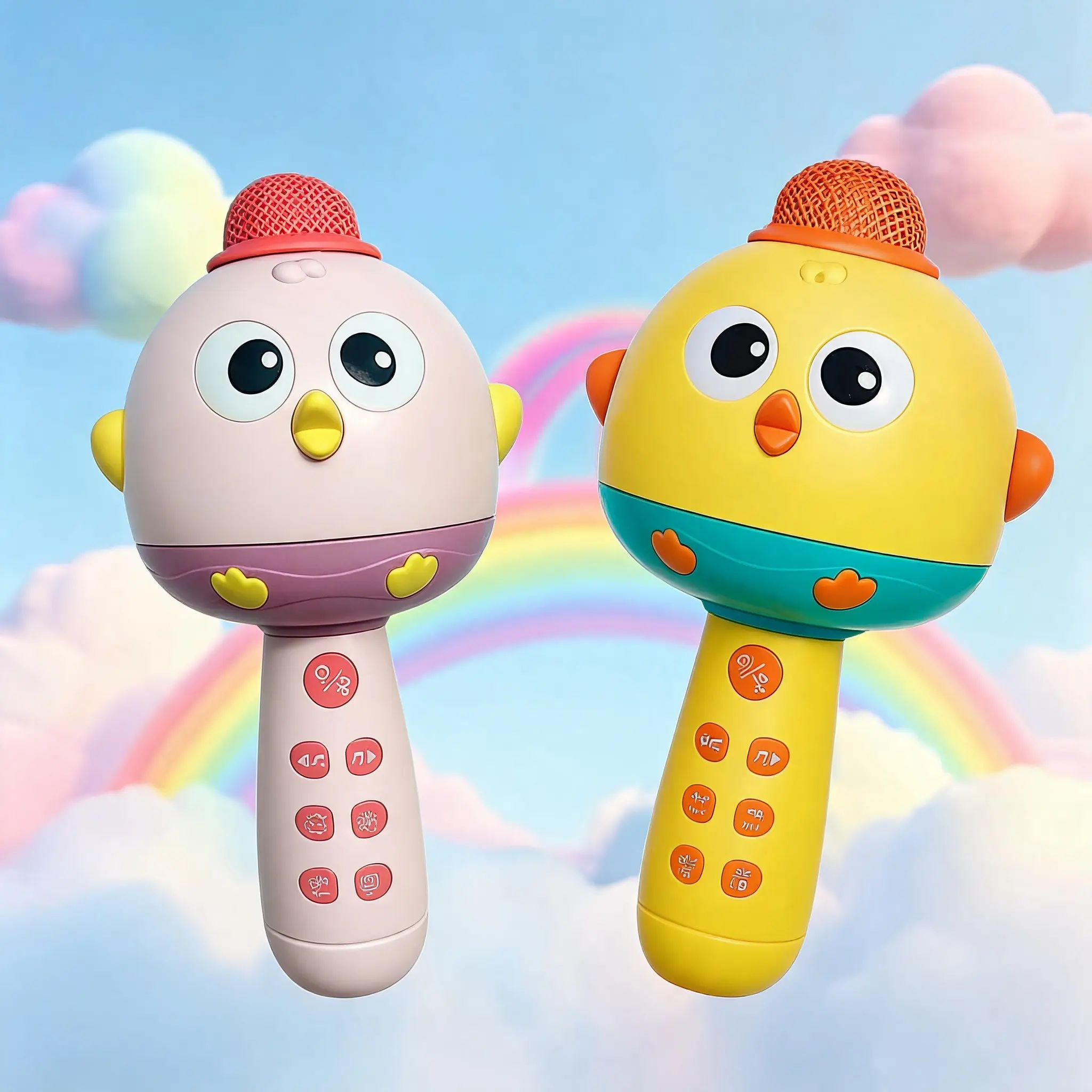 Cute Chicken-Shaped B-T Karaoke Microphone & Early Learning Machine - Type-C Charging, Perfect for Early Learners, Enhances Speaking, Listening, Expression Skills & Confidence