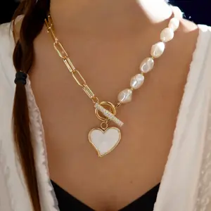 Pearl Toggle Heart Necklace