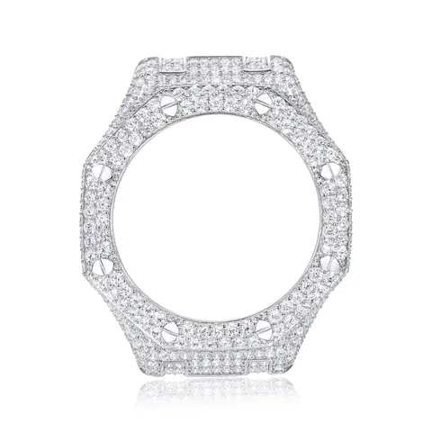 UCCIYO Sparkle Copper Moissanite 2-Golden Artificial Gemstone Screw-On Replacement Bezel for GA-2100 Style Watches, Unisex Fashionable Watch Accessories, Ceremony Anniversary Gift