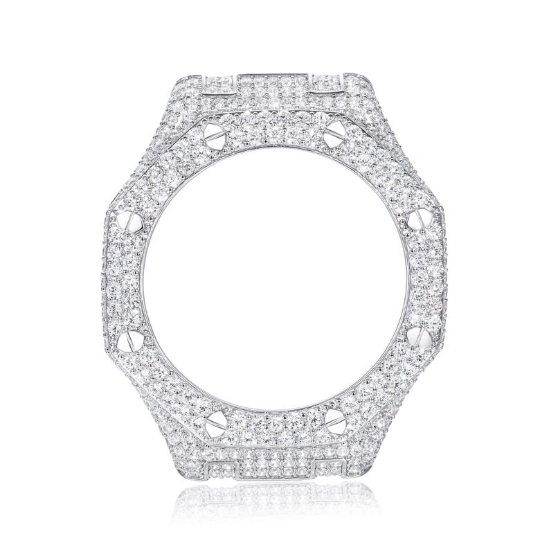 UCCIYO Sparkling Copper Moissanite Bling Artificial Gemstone Screw-On Replacement Bezel for GA-2100 Style Watches, Fashionable Watch Accessories for Adults, Wedding-Party-Casual Occasions, Gold1 Anniversary Gift