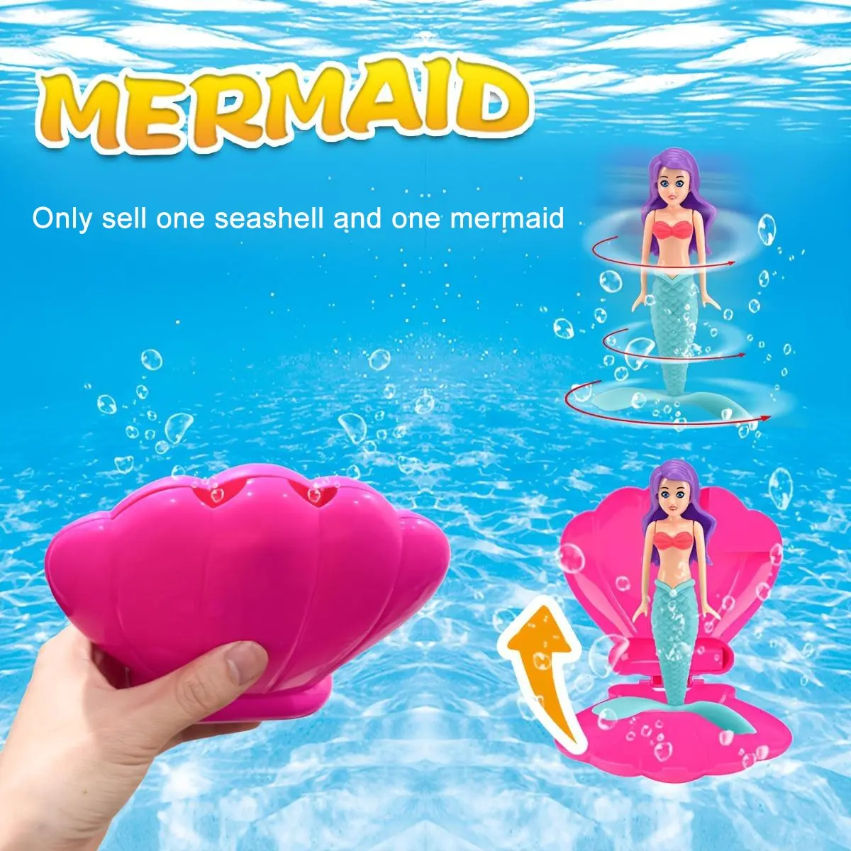 Mermaid Shell Diving Toy, Rotatable Underwater & Floats Above Water, Perfect Party Gift, Table Decor, Summer Pool Beach Play, Best Birthday Present