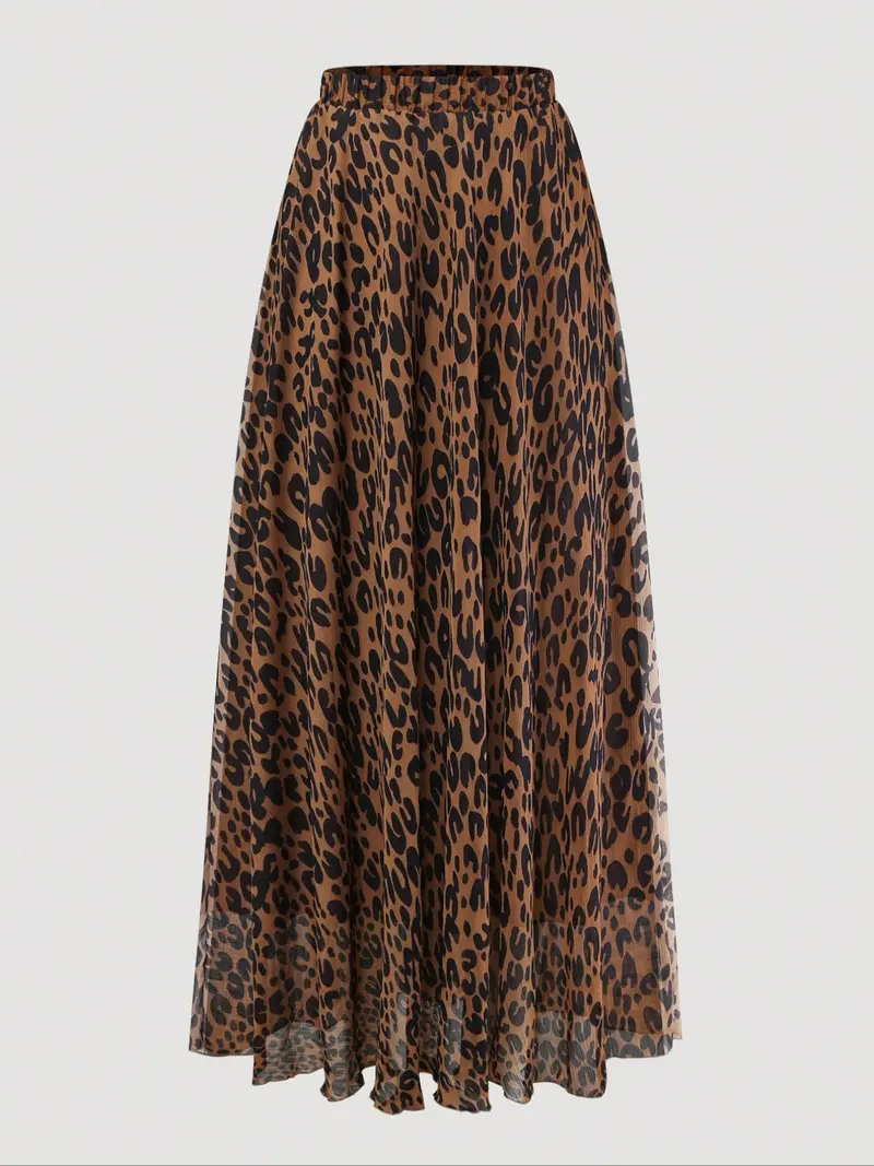 silky leapord print skirt - TikTok Shop