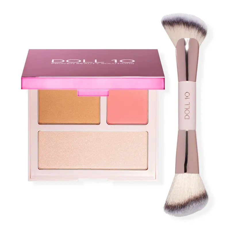 Doll 10 Blush Highlight & Bronzing Face Palette with Brush
