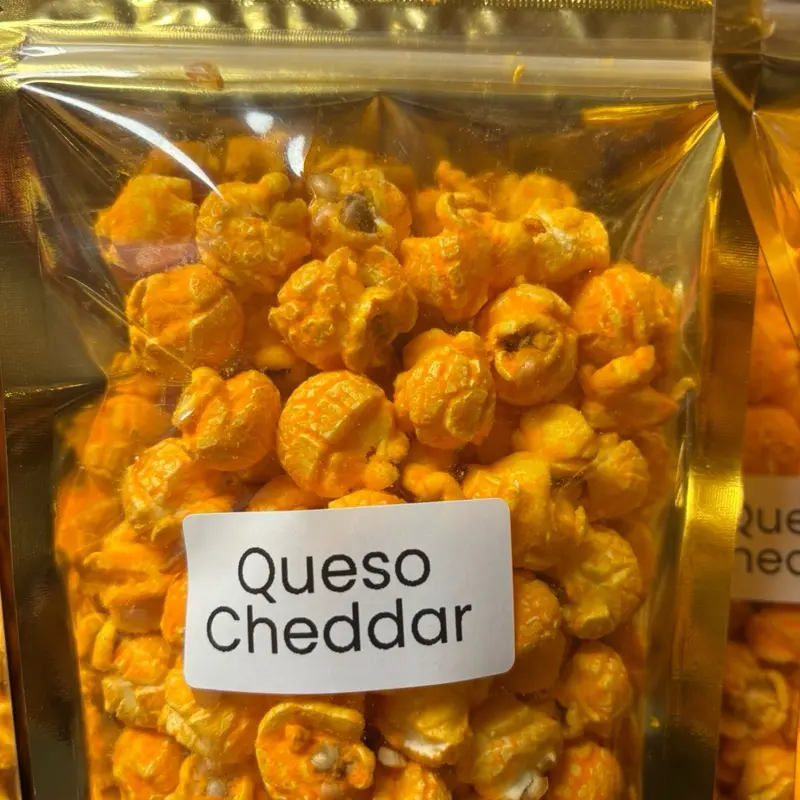 LG Omar’s Famous Popcorn - Gourmet Popcorn - Queso Cheddar Flavor - Snack, Crunchy, Crispy