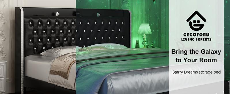 Queen LED Bed Frame with Galaxy Projector, Bluetooth Speakers, 4 Storage Drawers, PU Leather Upholstered – Smart RGB Light Bed for Gaming & Bedroom Decor | Cama LED Queen Queen LED Bed Frame with Galaxy Projector, Bluetooth Speakers, 4 Storage Drawers, PU Leather Upholstered – Smart RGB Light Bed for Gaming & Bedroom Decor | Cama LED Queen