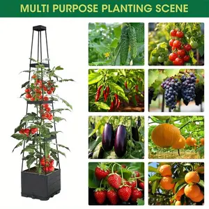 Self-Watering Planter Box with Stand, Multi-Functional Indoor/outdoor Garden Support Rack, Ideal for Climbing Plants, Tomatoes, Flowers