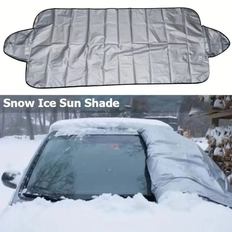 Heavy Duty Car Windshield Snow Cover - Winter Ice Frost Protection Style, Universal Fit for Car SUV Truck with Anti-Theft Straps, Ideal Front Window Sunshade & Snow Shield