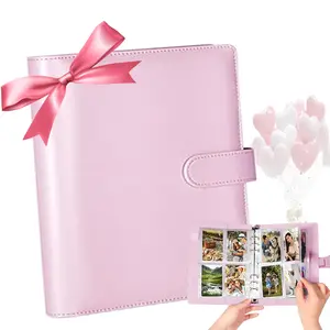A5 Kpop Photo Card Binder with 30 4-Pocket Pages 6-Ring A5 Binder 240 Slots PU Leather Cover Magnetic Buckle for Trading Card Collectors Decor