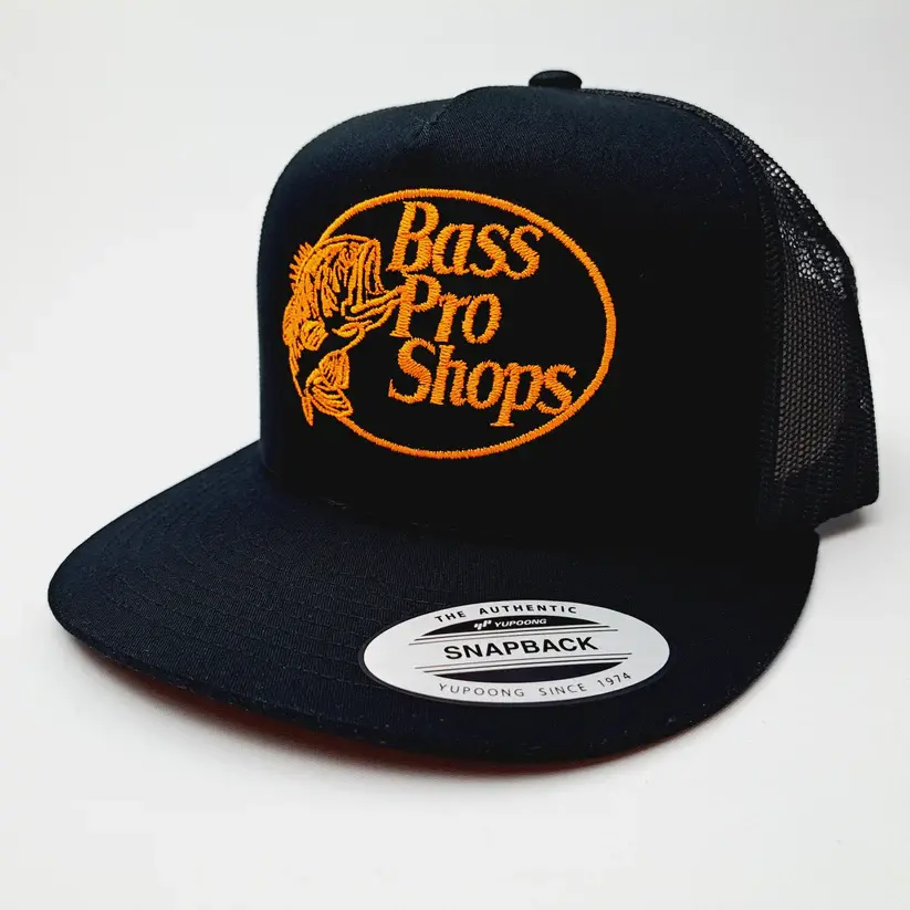 Bass Pro Shops Embroidered Patch On Retro Trucker Hat Adjustable Snapback Baseball Cap Vintage Mesh Hat for Men Women Unisex Streetwear