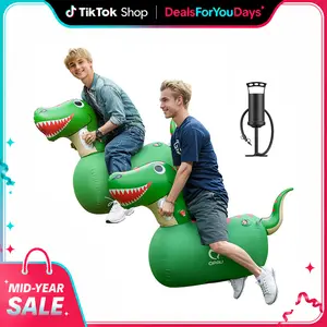 QPAU Inflatable Bouncy Dinosaur Toys 1/2 PCS with Hand Pump, Heavy Duty Giant Bouncy Pal, 220lbs Load Capacity, Ride On Bouncy Animal Hopper Toy, Indoor Outdoor Bouncers for Girls Boys Ages 5+ Adventure Durable Laughter
