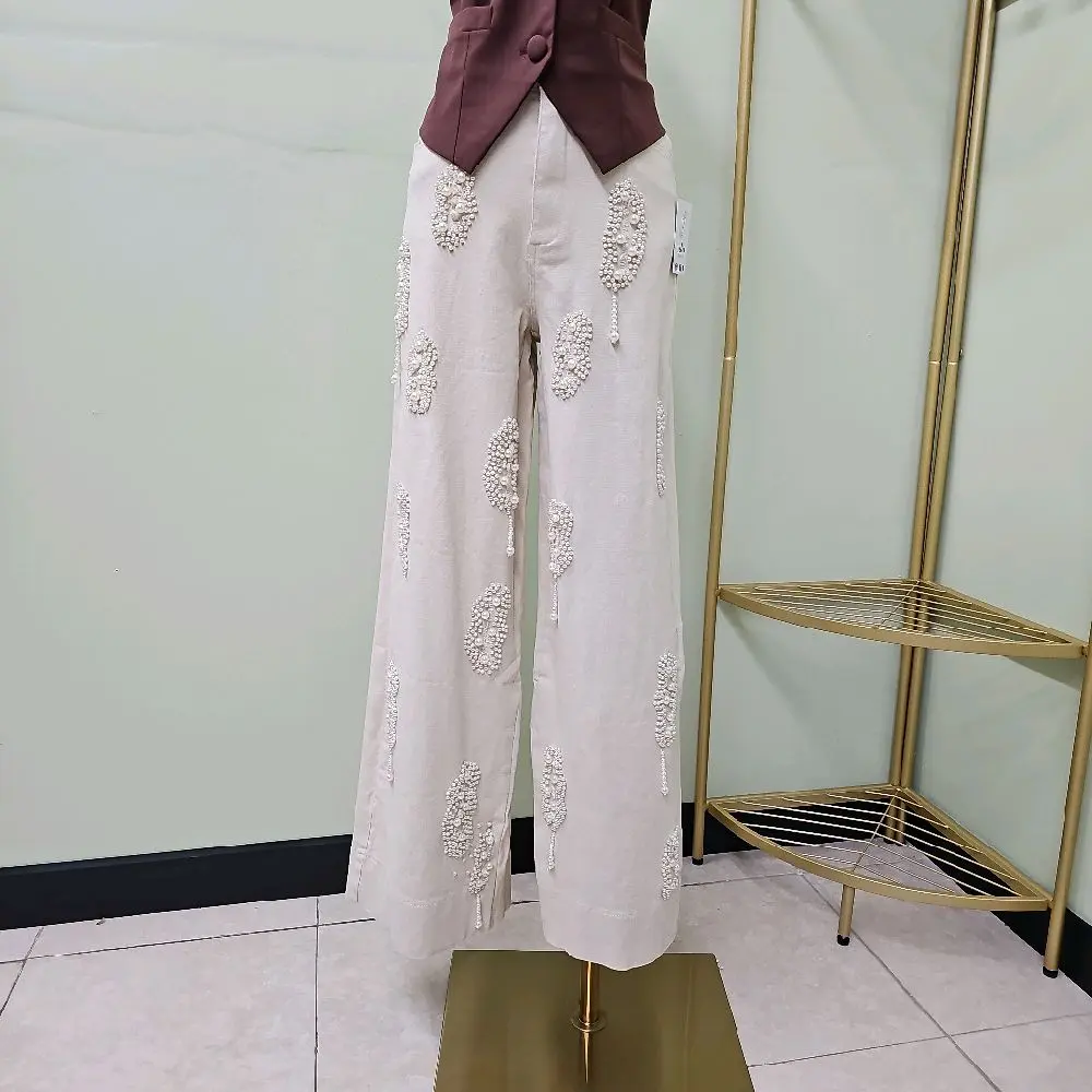 Leticia Beige Denim Women Jeans - Stylish Beige Denim Trousers for Women with Unique Design Elements