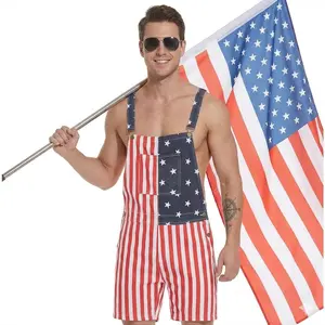 Men's USA Flag Overalls Trousers - 4th of July Independence Day Patriotic Coveralls Summer Festival Jumpsuit