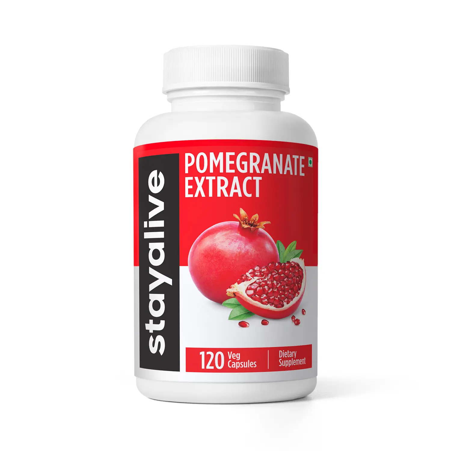 STAY ALIVE Pomegranate Extract Capsules, 20:1 Fruit Extract Powder w/40% Ellagic Acid, 120 Pills, Vegan, Non-GMO & Gluten-Free Pomegranate Supplement