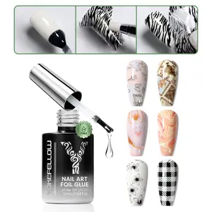 YOKEFELLOW Nail Art Foil Glue for Transfering Various Foil Stickers 16ml/0.54fl.oz Large Capacity High Adhesion Foil Transfer Gel for Nail Art Stickers Long lasting and Low Odor Transfer Foil Glue Soak off UV/LED Light Suitable for Beginners DIY at Home