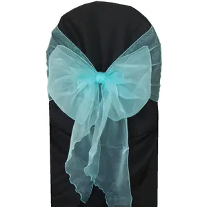 12"x116" Angle End Organza Chair Sashes - Tiff Blue/Aqua Blue (10pcs/pk)