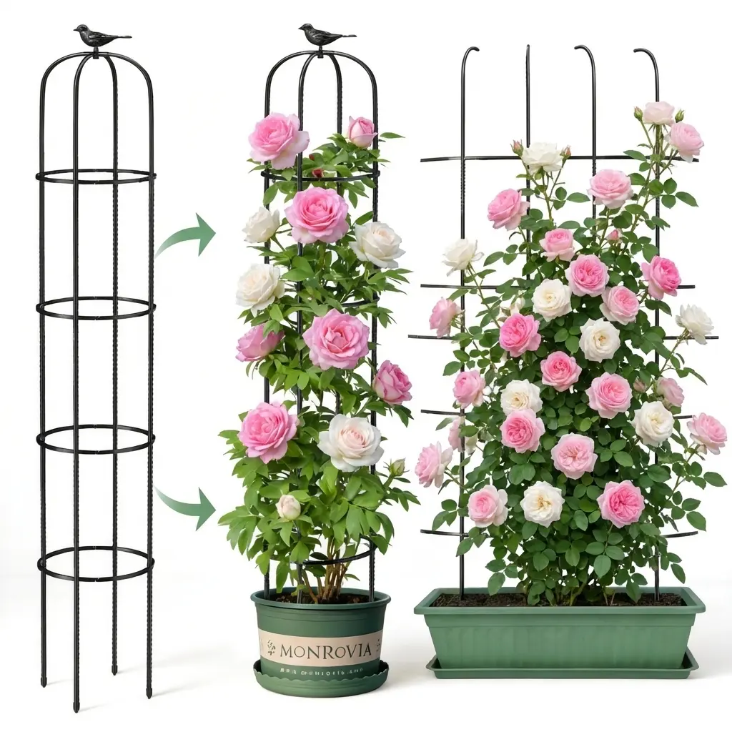 1-Pack Garden Obelisk Trellis for Climbing Plants Rustproof Metal Pipe with Heavy Duty Plastic Coated Garden Outdoor Indoor Potted Plant Support for Clematis Vine Jasmine Support (6.2ft )