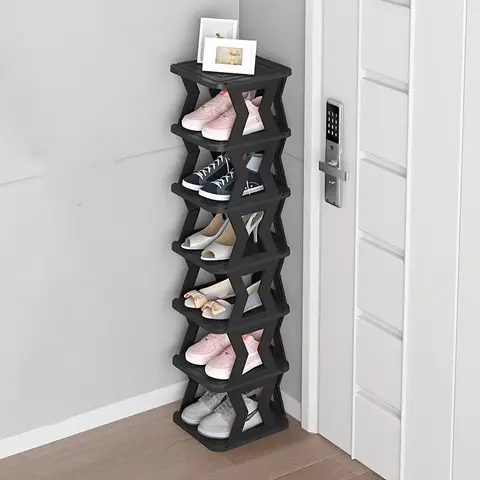 Foldable Storage Shoe Racks - 6/9-Layer Adjustable Multi-Level Free-Standing Shoe Storage System, Tall Narrow Easy-Assembly Space-Saving Indoor Furniture Shelves for Small Spaces (Assembly Required)