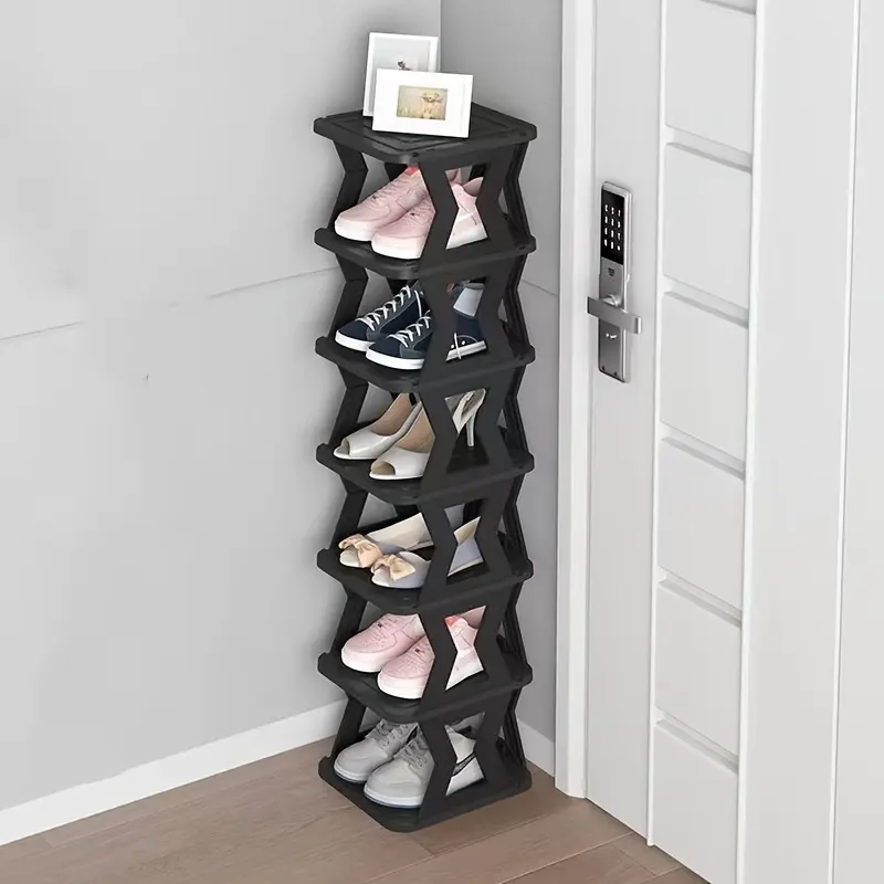 Foldable Storage Shoe Racks - 6/9-Layer Adjustable Multi-Level Free-Standing Shoe Storage System, Tall Narrow Easy-Assembly Space-Saving Indoor Furniture Shelves for Small Spaces (Assembly Required)