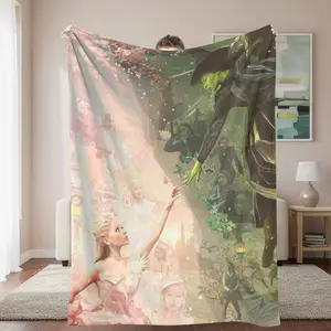 Fantasy Wizard and Fairy Flannel Blanket Magical Storybook Print Soft Cozy Warm Lightweight Decorative Throw Perfect for Bedroom Living Room Reading Nook Holiday Gift