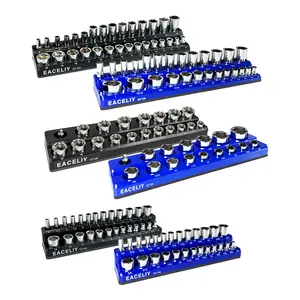 EACELIY Magnetic Socket Organizer Set, 6-Piece Socket Holder Set Includes 1/4", 3/8", 1/2" Drive Metric SAE Socket Trays, Holds 143 Pieces Sockets, Christmas Gift for Men holder organizer