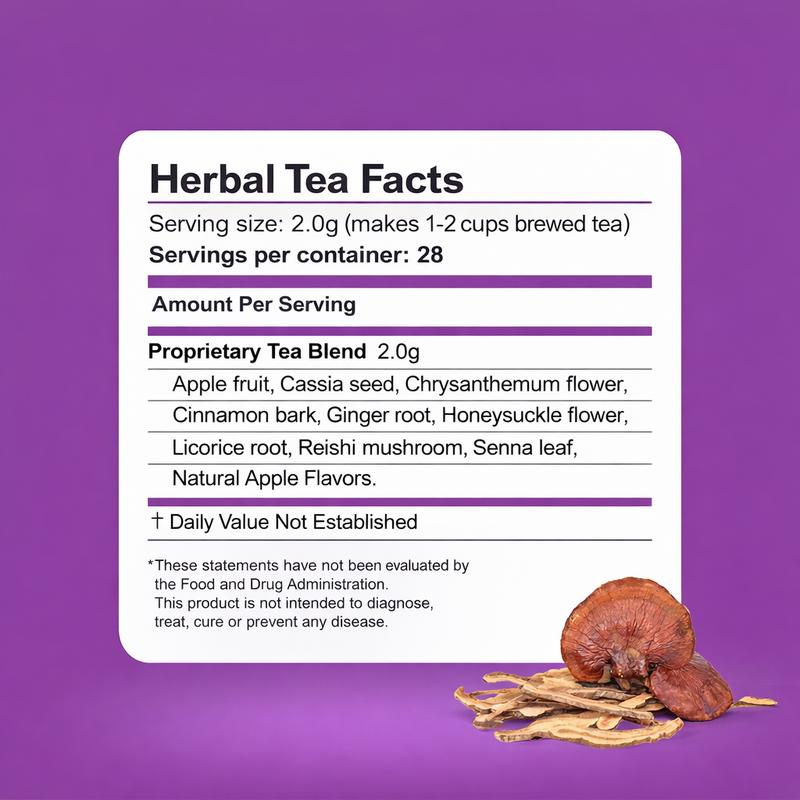 Dr. Zisman ZT Herbal Tea Apple Reishi Botanical Blend 28 Tea Bags Smooth Mild Flavor Caffeine Free Ideal for Everyday Moments