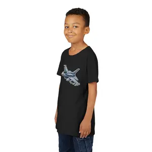 Fighter Jet Graphic Childrens Tee - Soft Cotton Military Aircraft Shirt for Youth, Breathable Summer Aviation Lover Top, Casual Weekend Outfit