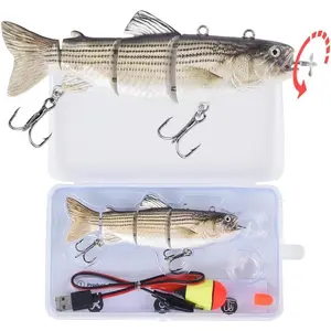 Robotic Swimming Fishing Electric Lures 5.12" USB Rechargeable LED Light Wobbler Multi Jointed Swimbaits Hard Lures Fishing Tackle