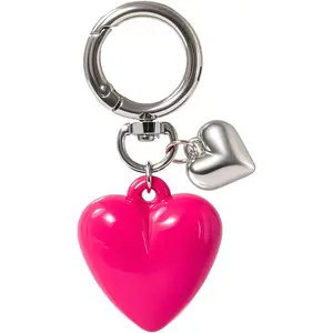 Sliver Keychain for Women, Cute Girls Heart Keychain, Pink Bag Charms Accessories for Car, Purse & Backpack